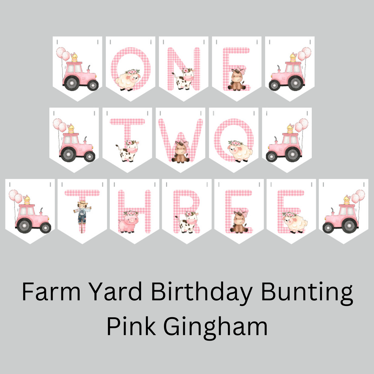 Farm Yard Animal Birthday Bunting – Blue, Pink, or Red