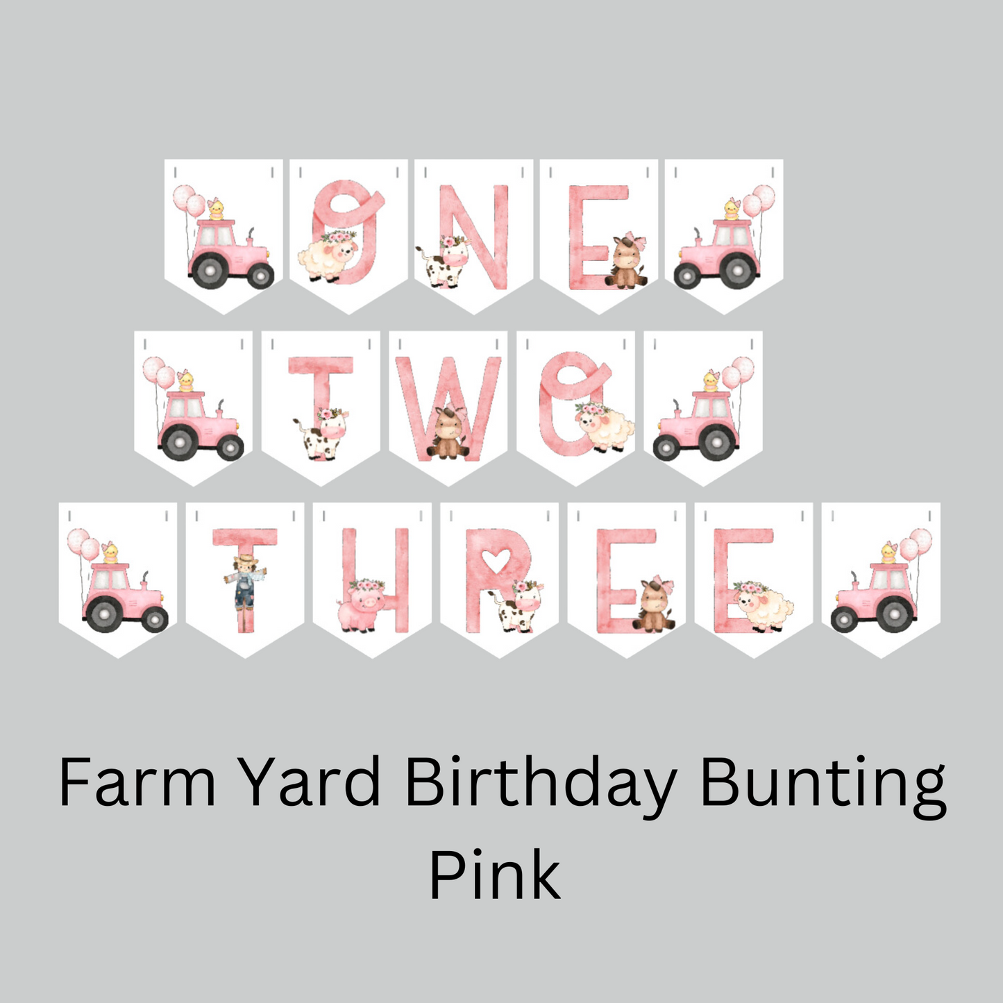 Farm Yard Animal Birthday Bunting – Blue, Pink, or Red
