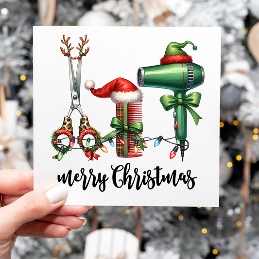 Hairstylist Christmas Card – 6" Square with Envelope