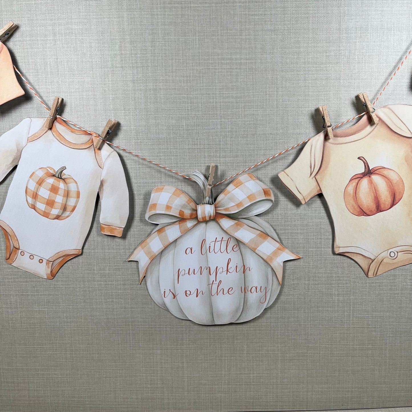 A Little Pumpkin Is On the Way Baby Shower Bunting – Autumn Baby Clothes Garland Decoration