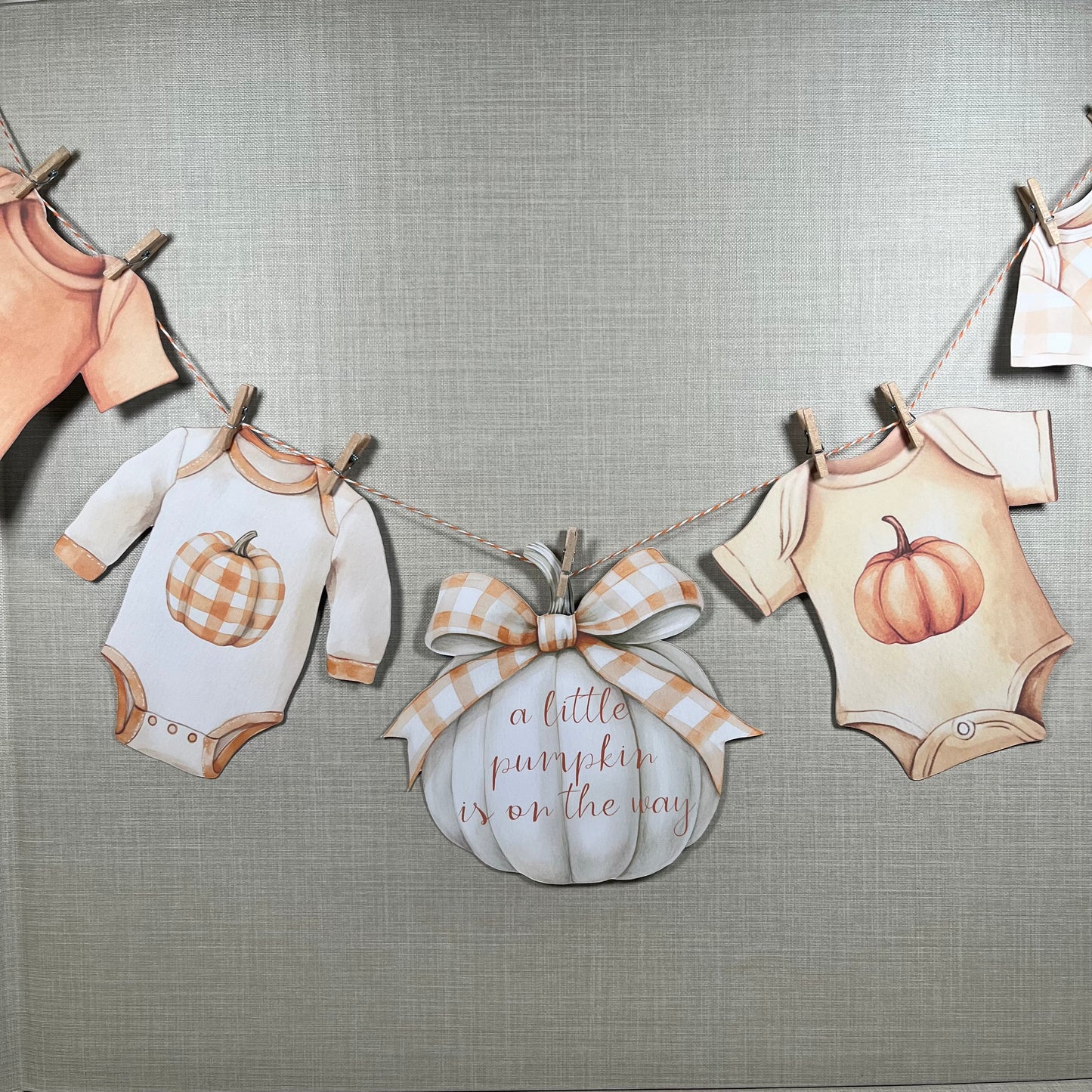 A Little Pumpkin Is On the Way Baby Shower Bunting – Autumn Baby Clothes Garland Decoration