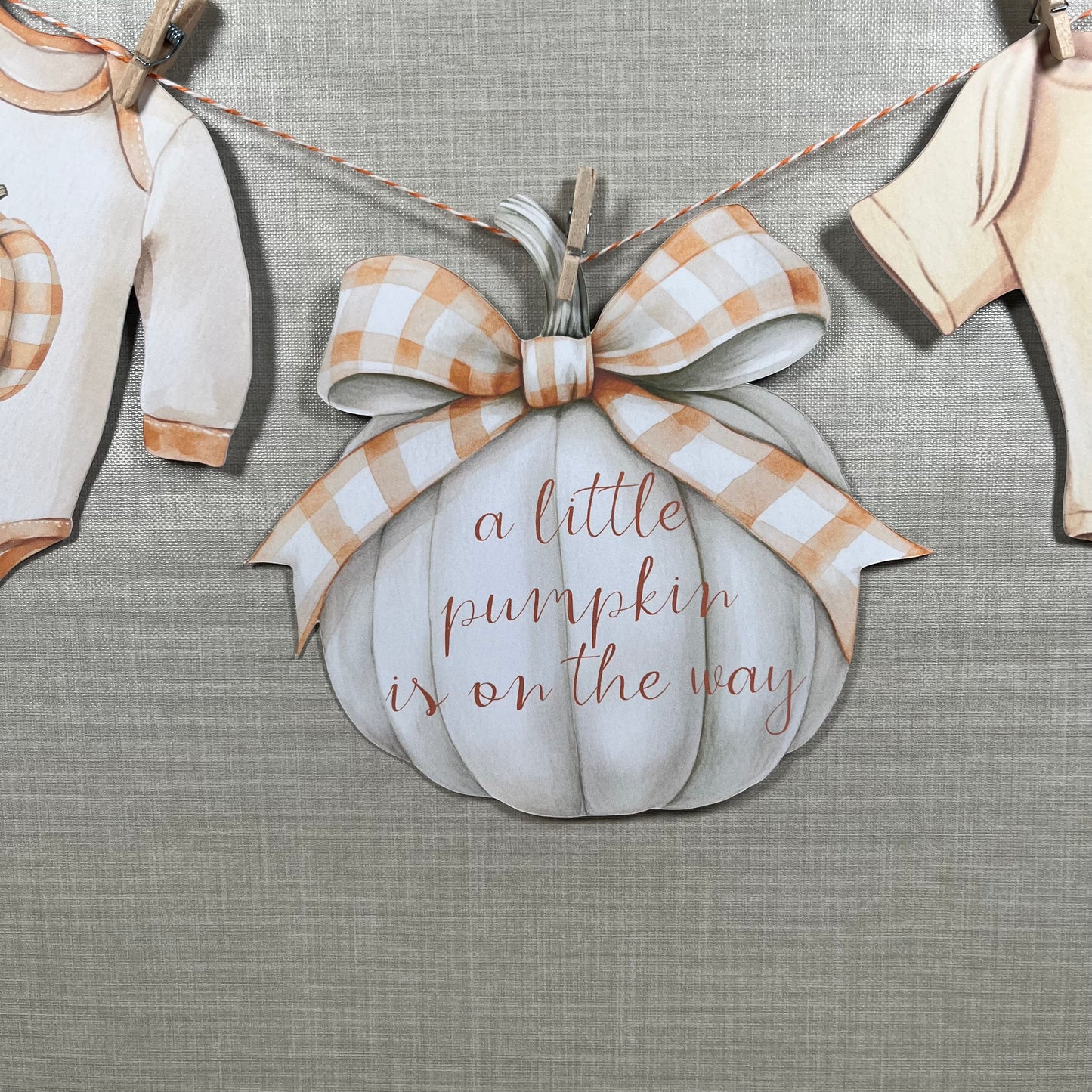 A Little Pumpkin Is On the Way Baby Shower Bunting – Autumn Baby Clothes Garland Decoration