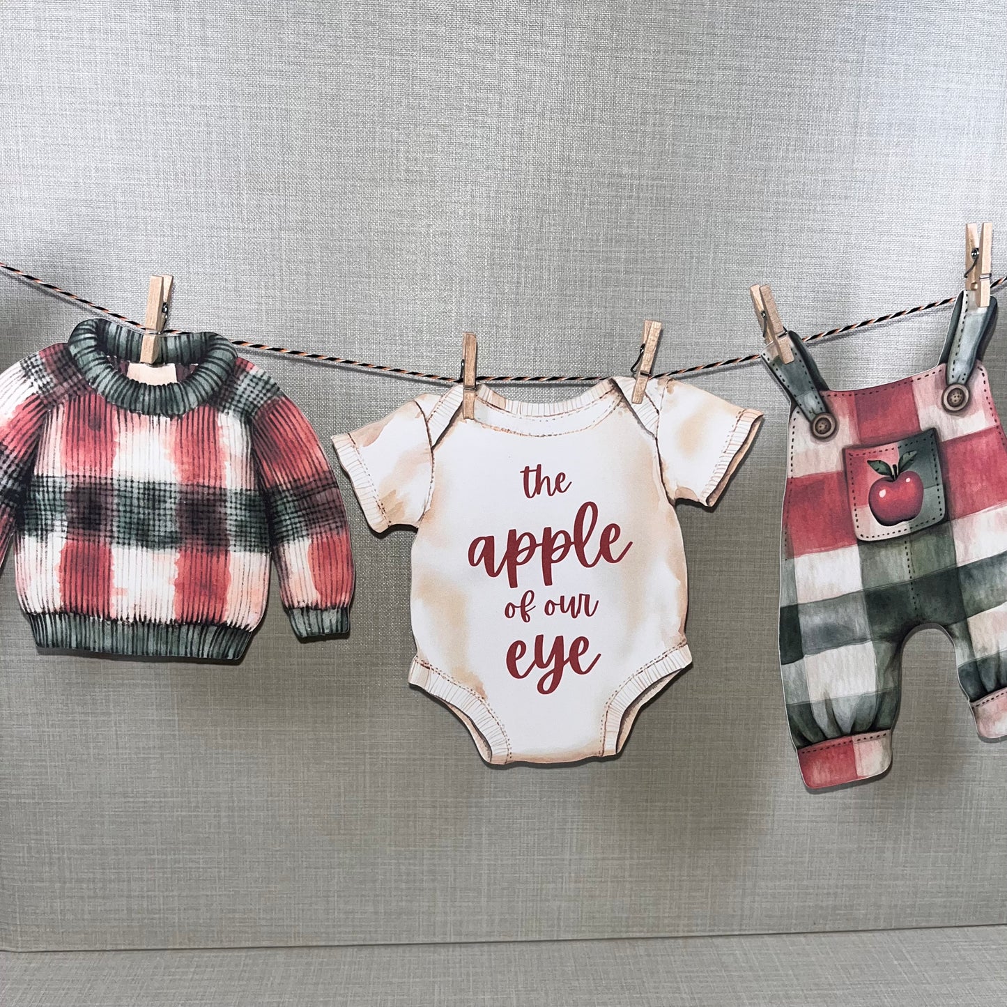 Apple of Our Eye Baby Shower Bunting – Baby Clothes & Accessories Garland Decoration
