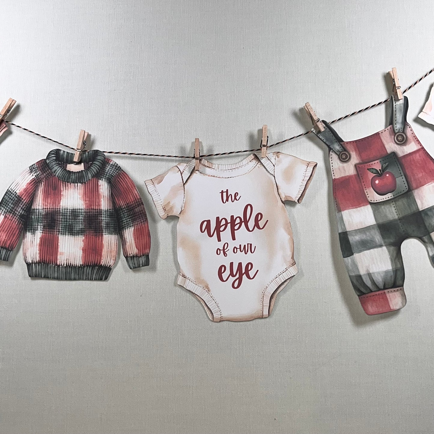 Apple of Our Eye Baby Shower Bunting – Baby Clothes & Accessories Garland Decoration