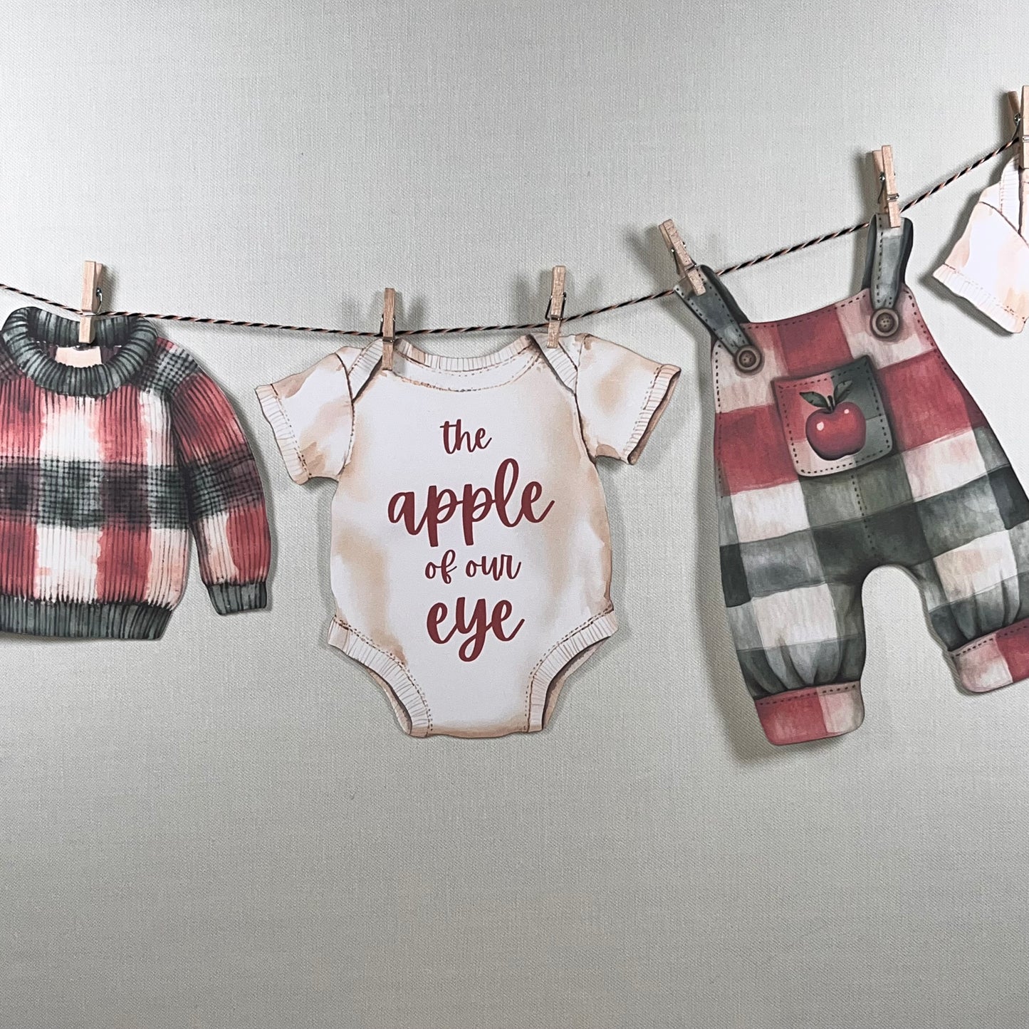 Apple of Our Eye Baby Shower Bunting – Baby Clothes & Accessories Garland Decoration