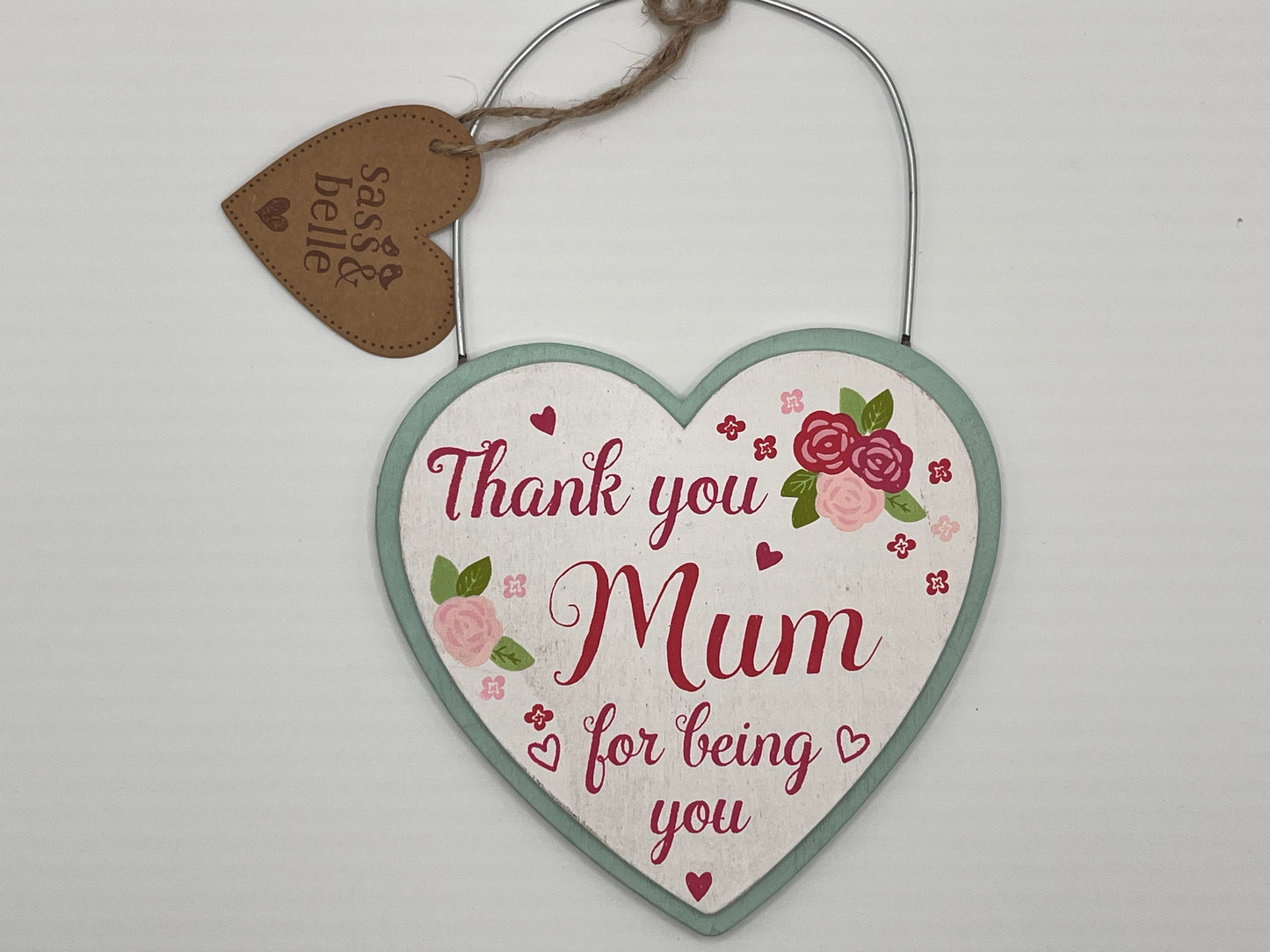 Thank You Mum Wooden Heart Hanging Sign