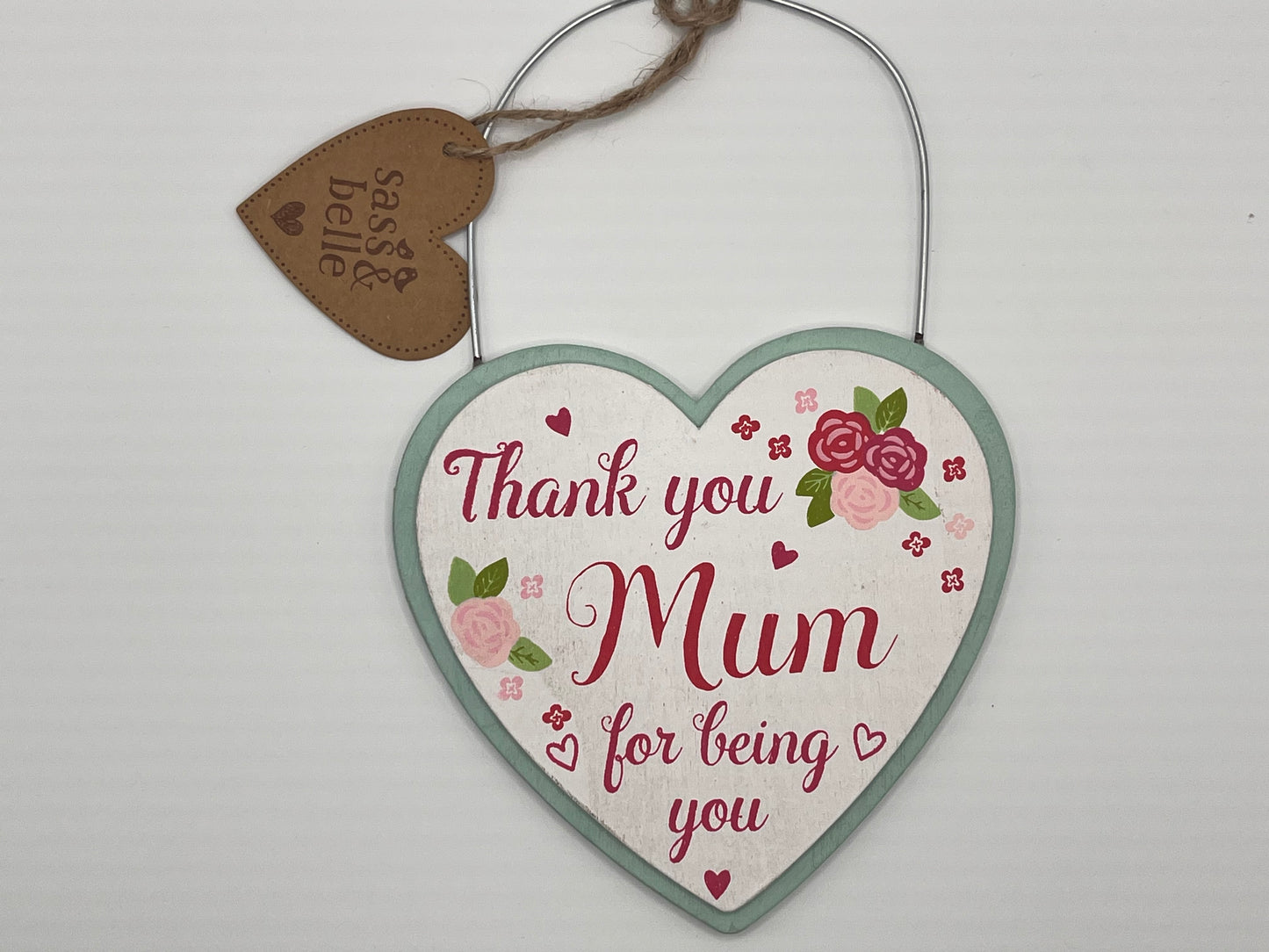 Thank You Mum Wooden Heart Hanging Sign