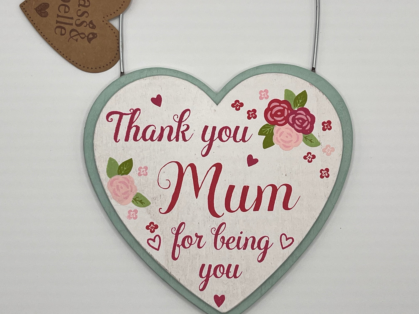 Thank You Mum Wooden Heart Hanging Sign