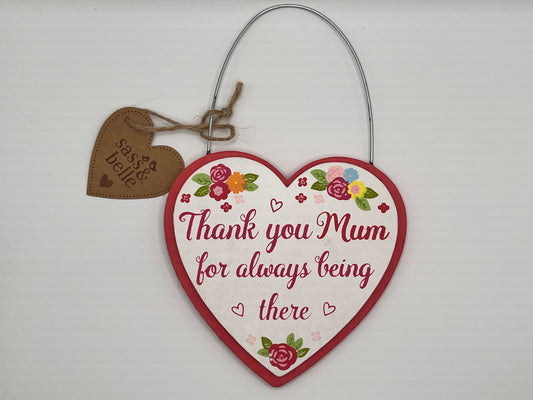 Thank You Mum Rustic Wooden Heart Hanging Decoration