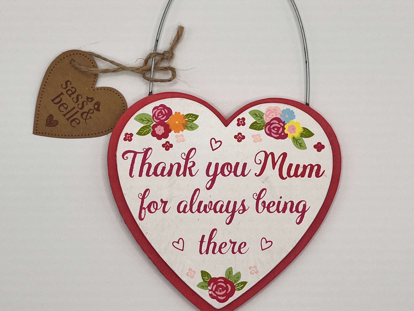 Thank You Mum Rustic Wooden Heart Hanging Decoration