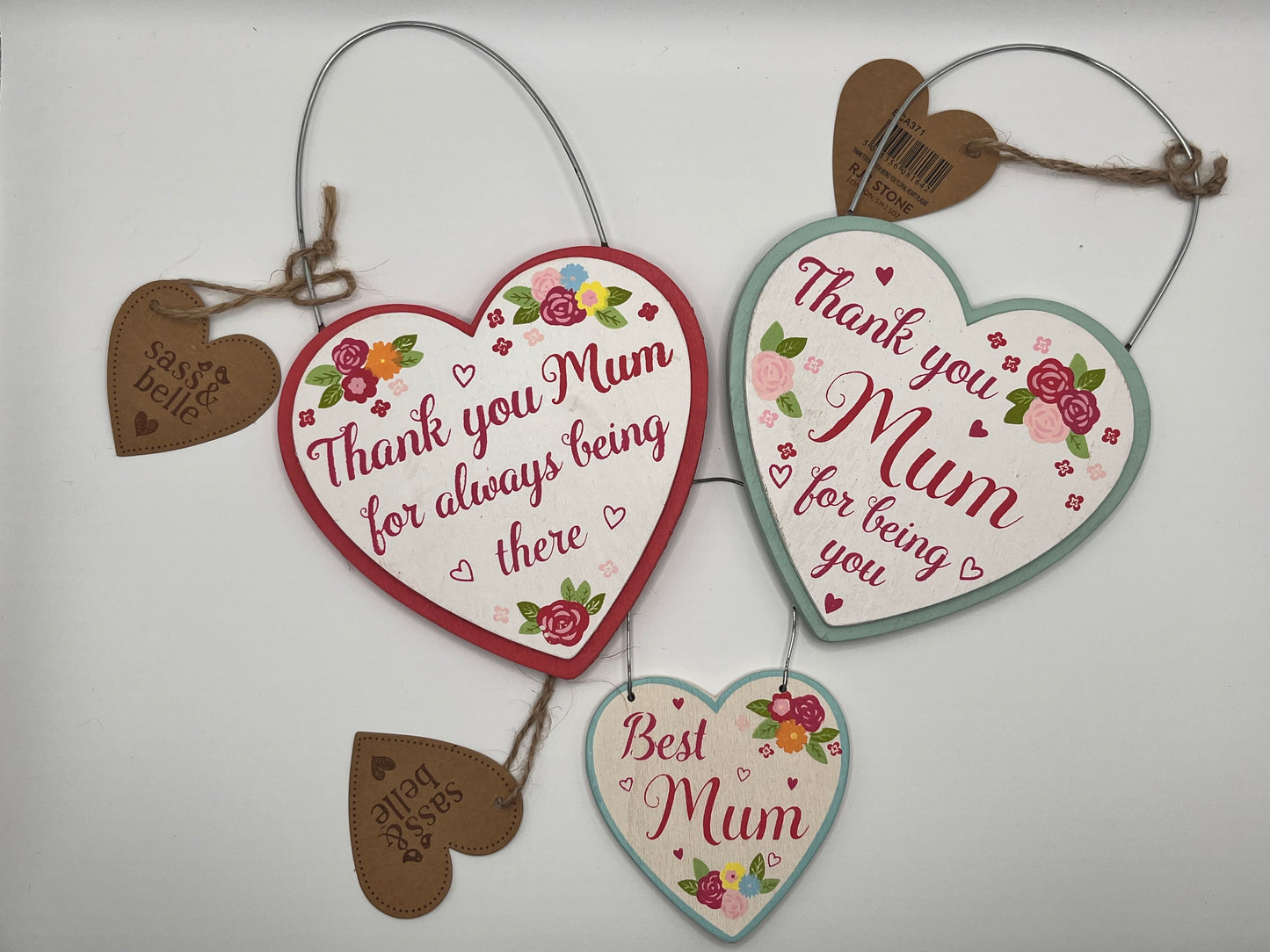 Thank You Mum Rustic Wooden Heart Hanging Decoration
