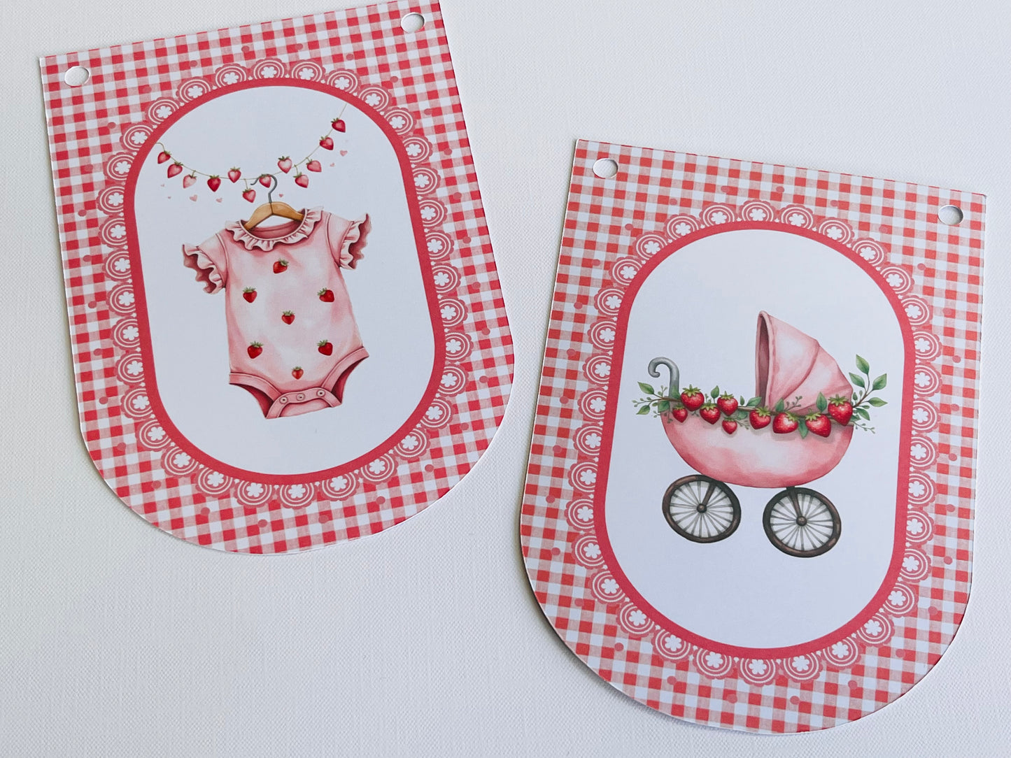 Strawberry Baby Shower Bunting, Pink Gingham Berry Garland, Someone Very Sweet Is On The Way Banner, Baby Girl Shower Decorations