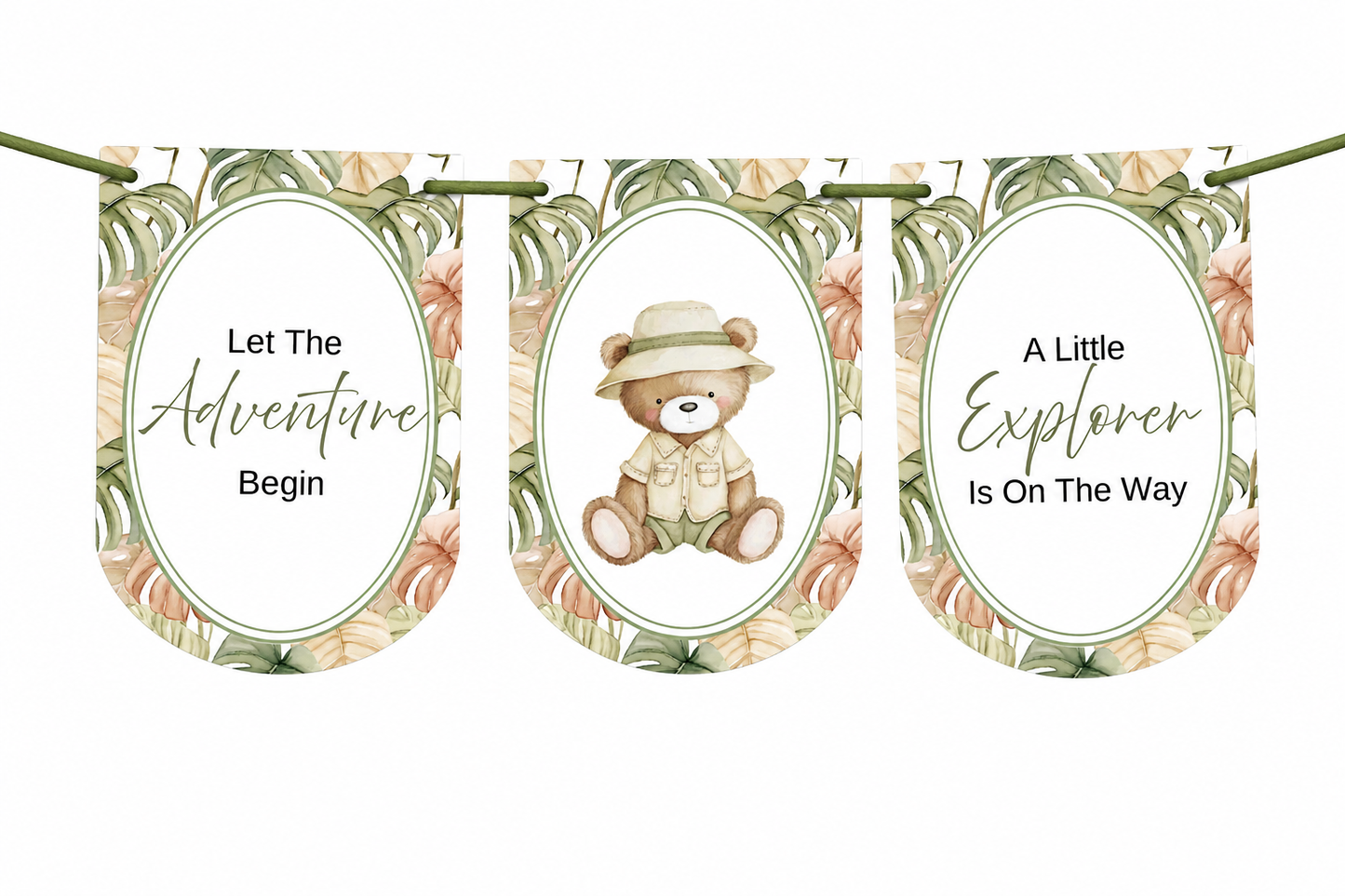 Safari Baby Shower Bunting, Let The Adventure Begin Banner, Little Explorer Garland, Neutral Safari Baby Shower Decorations