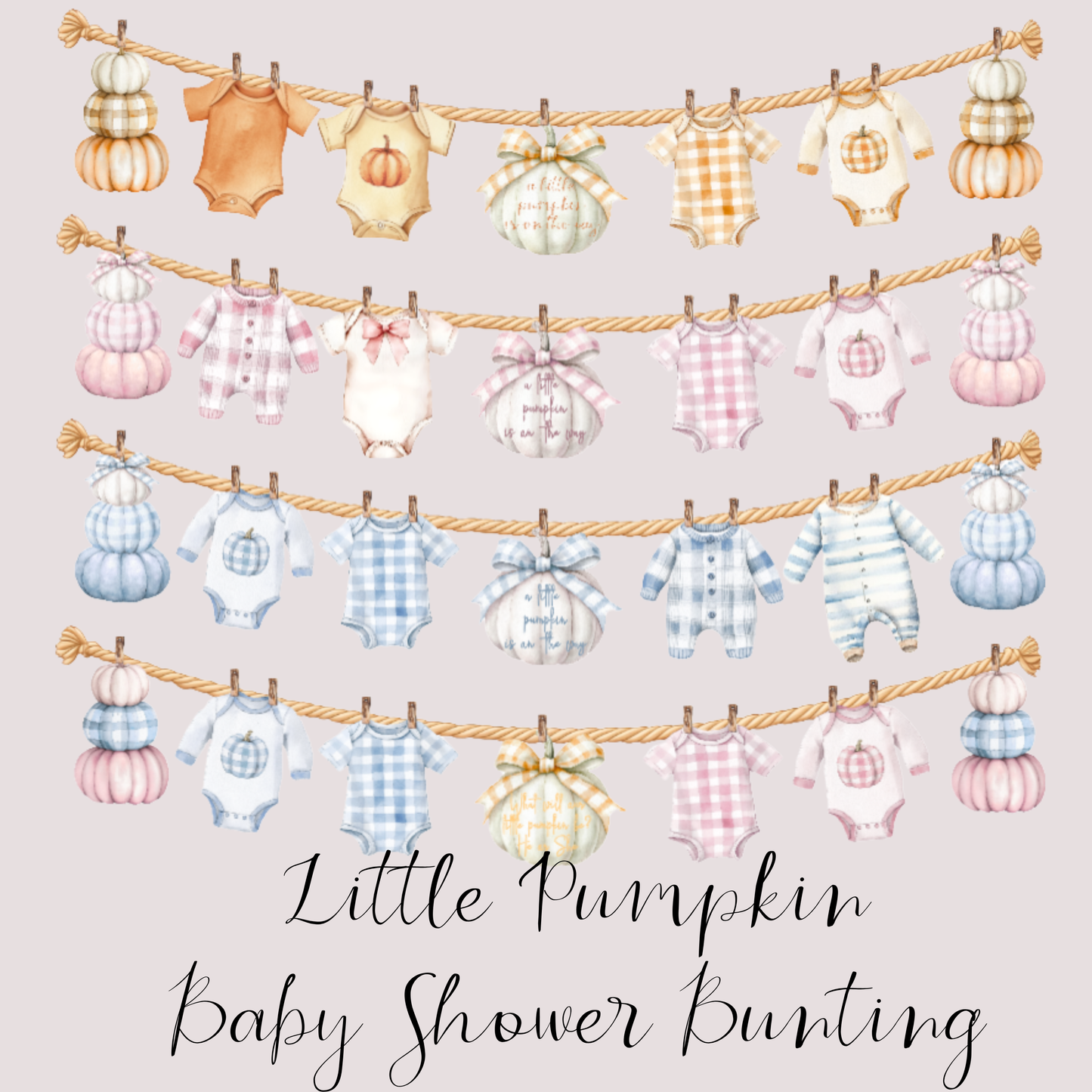 A Little Pumpkin Is On the Way Baby Shower Bunting – Autumn Baby Clothes Garland Decoration