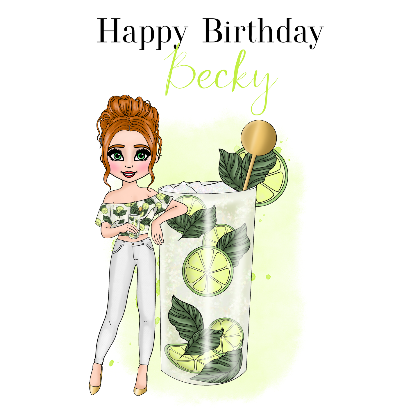 Personalised Mojito Birthday Card – Casual Cocktail Design