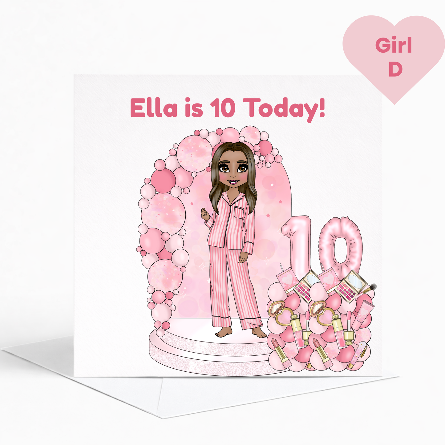 Personalised Beauty Birthday Card for Girls, Pink Pamper Spa Theme Card, Custom Name & Age Card, Sleepover Birthday Card, Stylish Girls Birthday