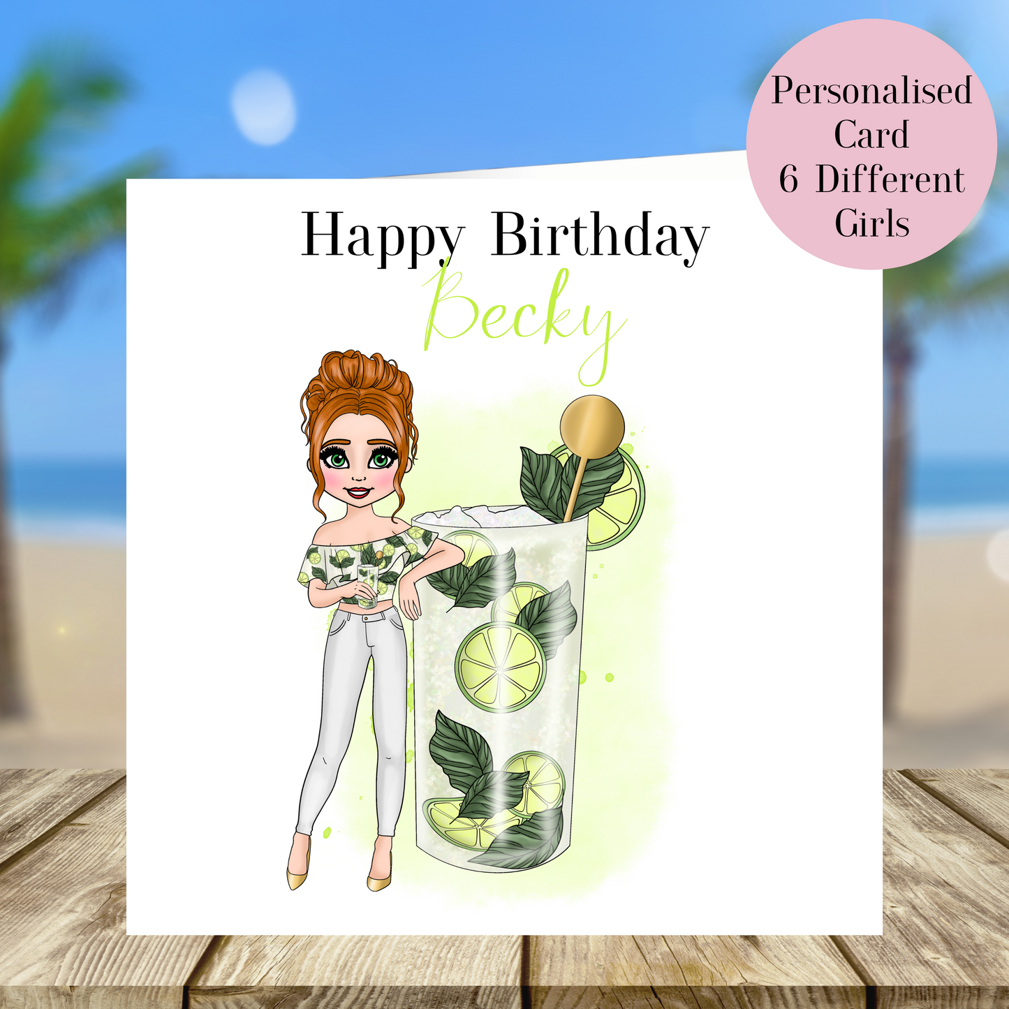 Personalised Mojito Birthday Card – Casual Cocktail Design