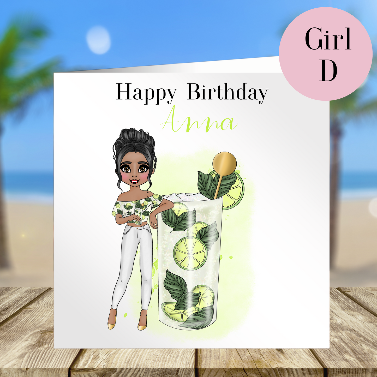 Personalised Mojito Birthday Card – Casual Cocktail Design