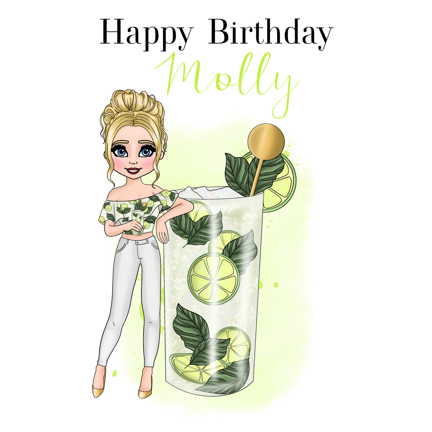 Personalised Mojito Birthday Card – Casual Cocktail Design