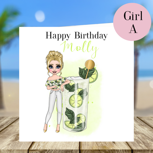 Personalised Mojito Birthday Card – Casual Cocktail Design