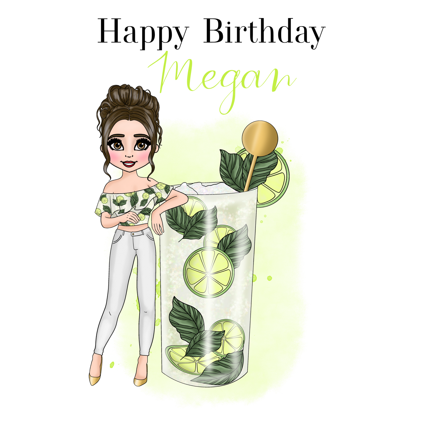 Personalised Mojito Birthday Card – Casual Cocktail Design