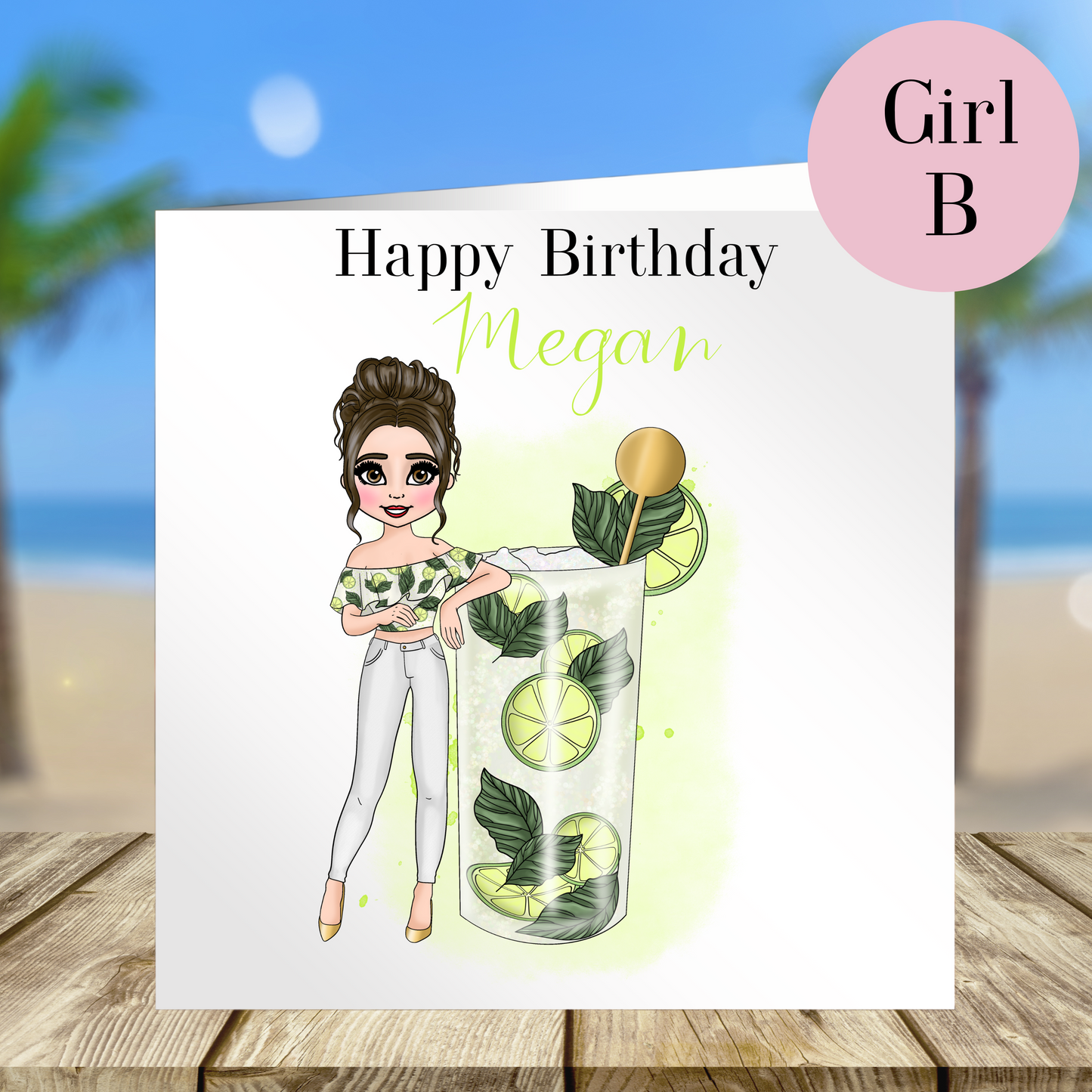 Personalised Mojito Birthday Card – Casual Cocktail Design