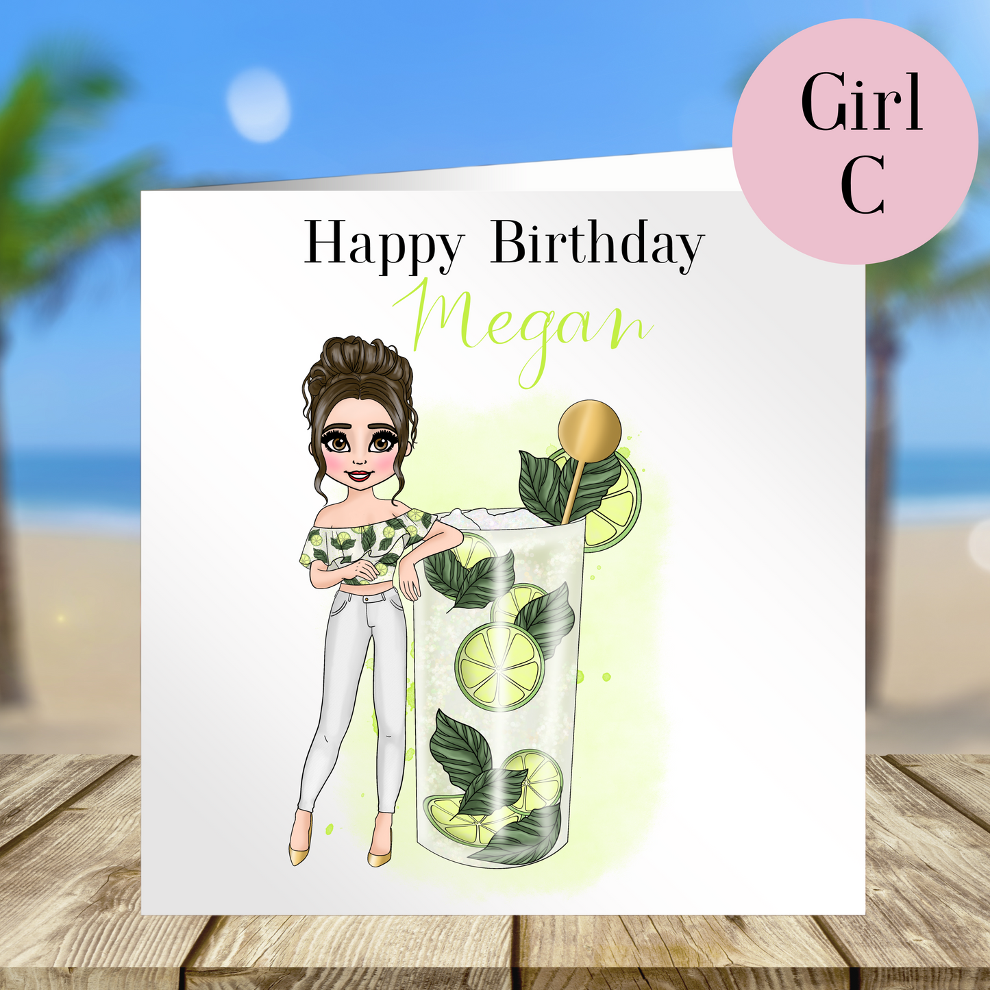 Personalised Mojito Birthday Card – Casual Cocktail Design
