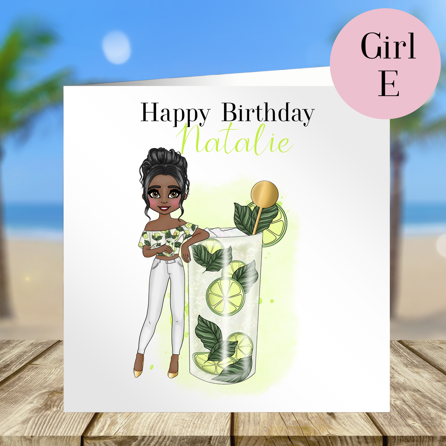 Personalised Mojito Birthday Card – Casual Cocktail Design