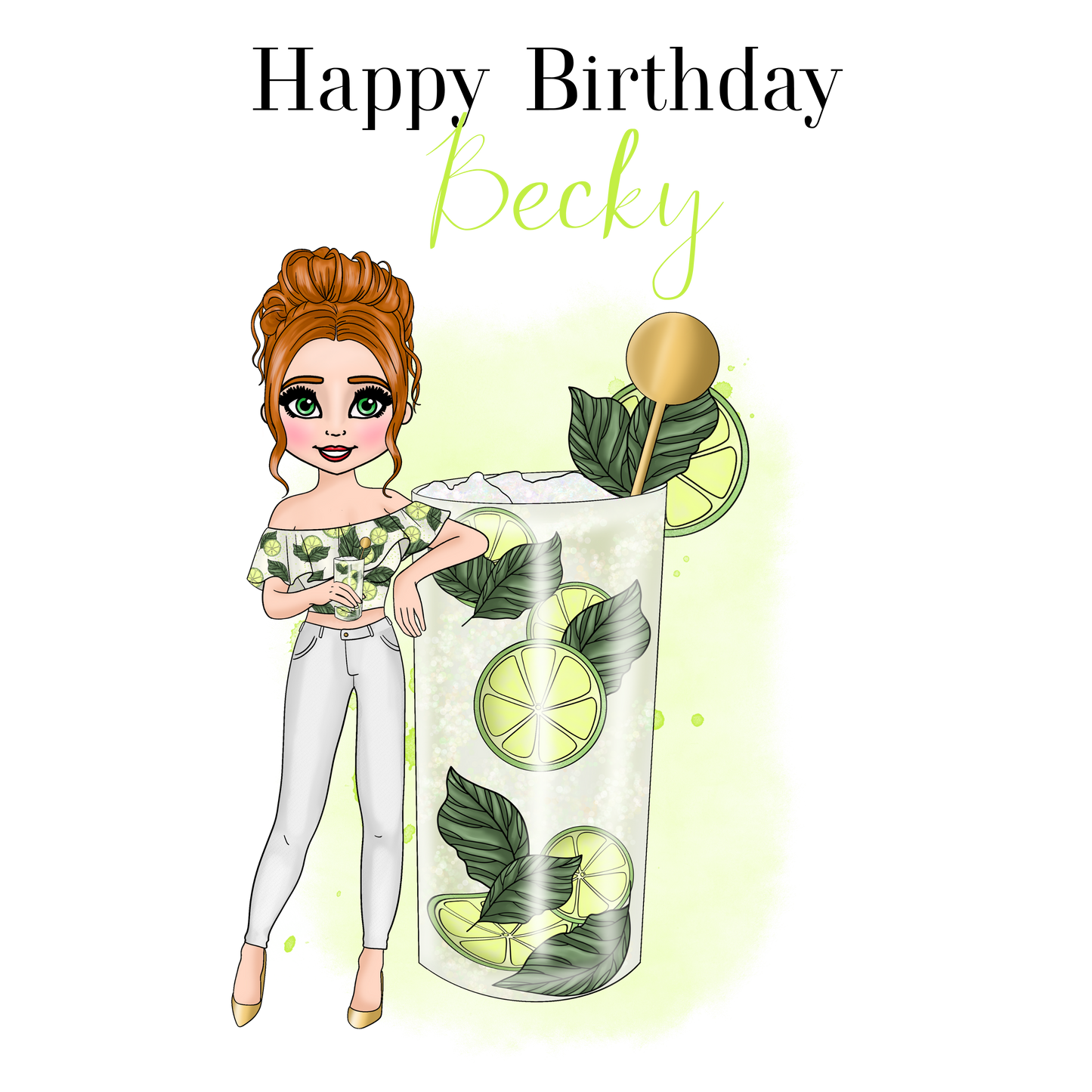 Personalised Mojito Birthday Card – Casual Cocktail Design
