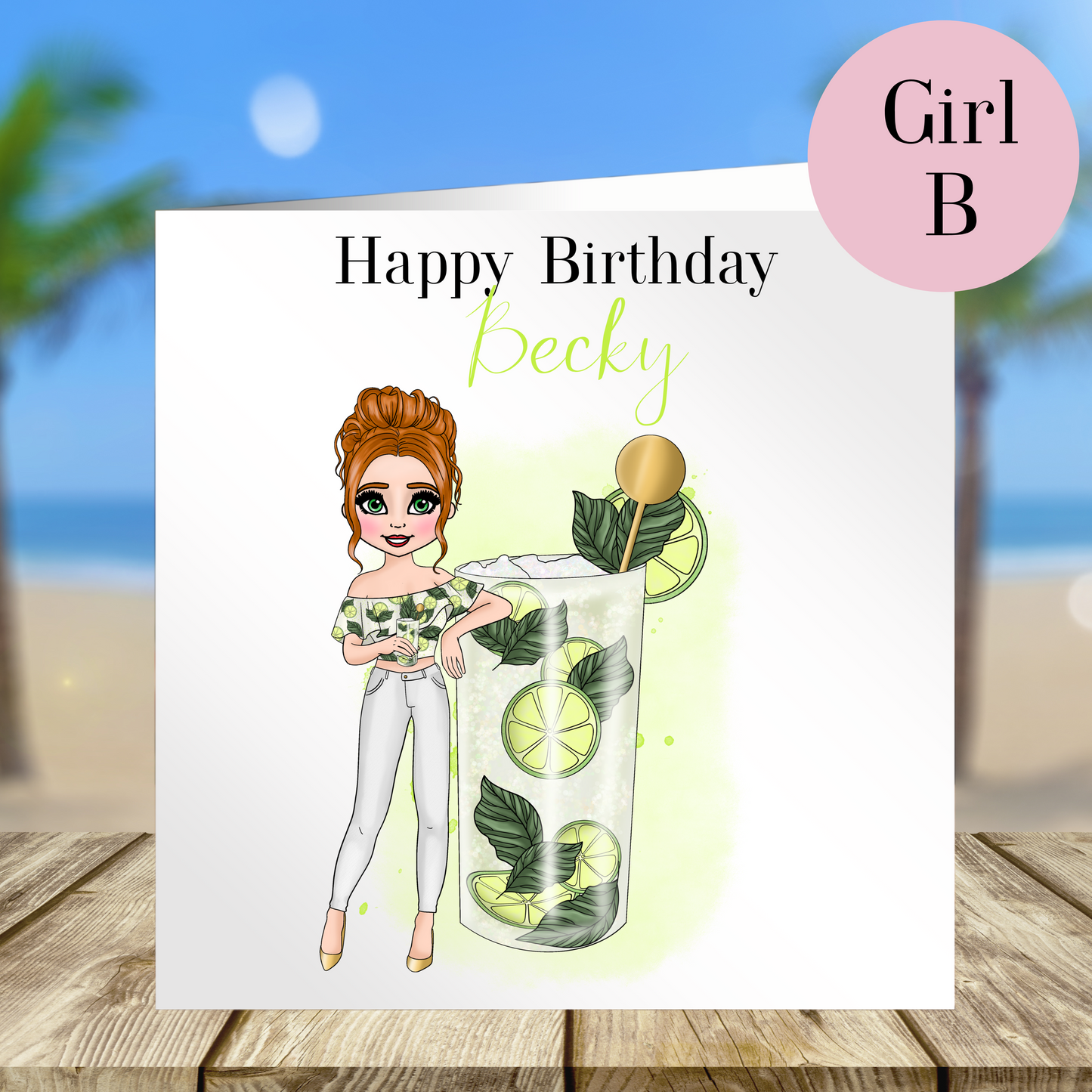 Personalised Mojito Birthday Card – Casual Cocktail Design