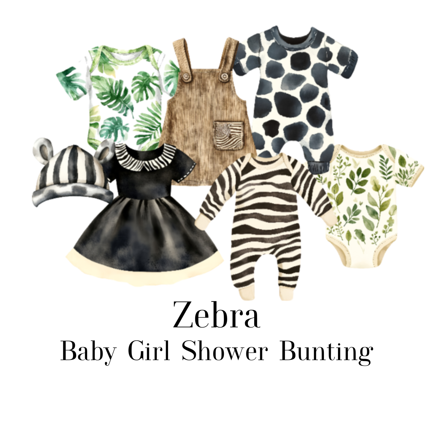 Safari Jungle Baby Shower Bunting | Zebra & Giraffe Clothesline Garland with Wooden Pegs