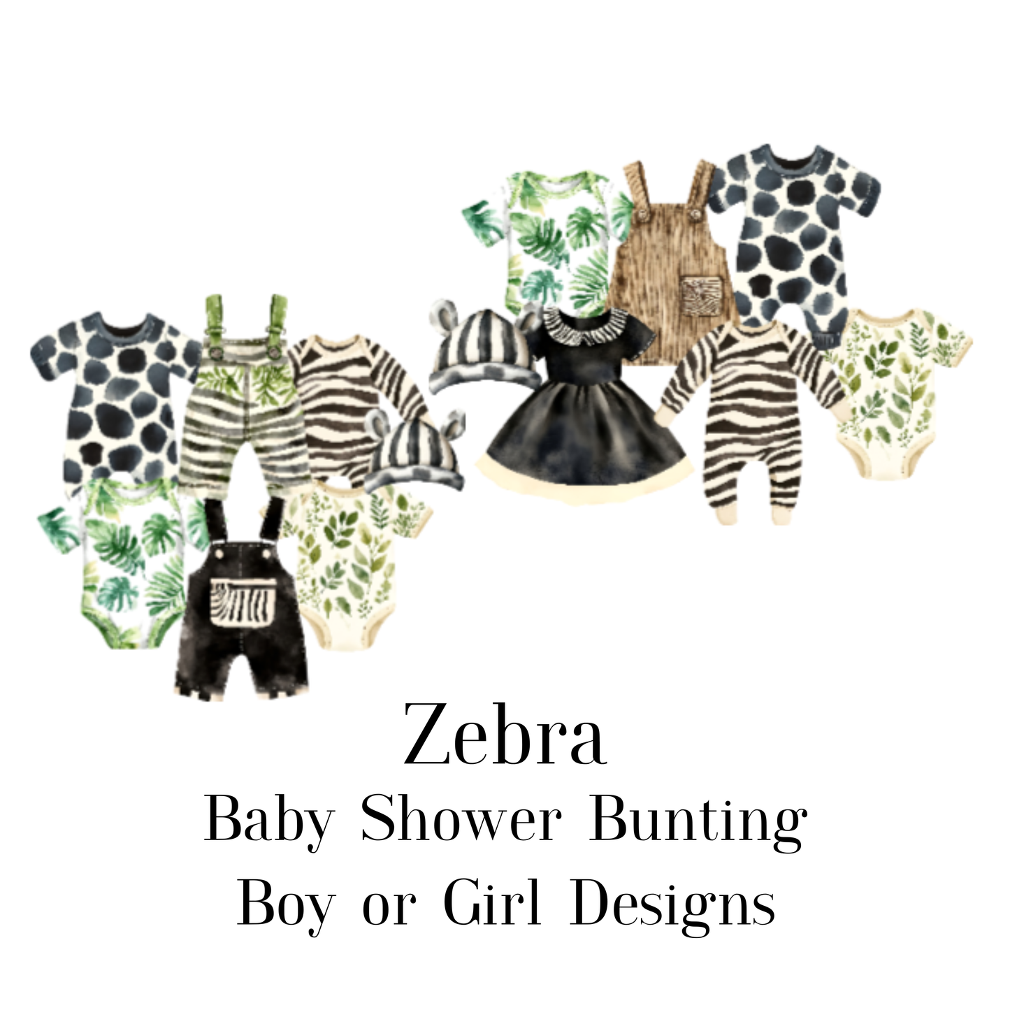 Safari Jungle Baby Shower Bunting | Zebra & Giraffe Clothesline Garland with Wooden Pegs