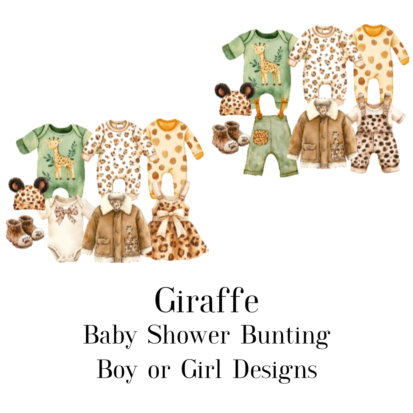 Safari Jungle Baby Shower Bunting | Zebra & Giraffe Clothesline Garland with Wooden Pegs