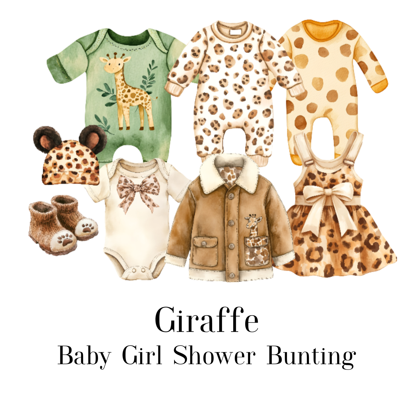 Safari Jungle Baby Shower Bunting | Zebra & Giraffe Clothesline Garland with Wooden Pegs