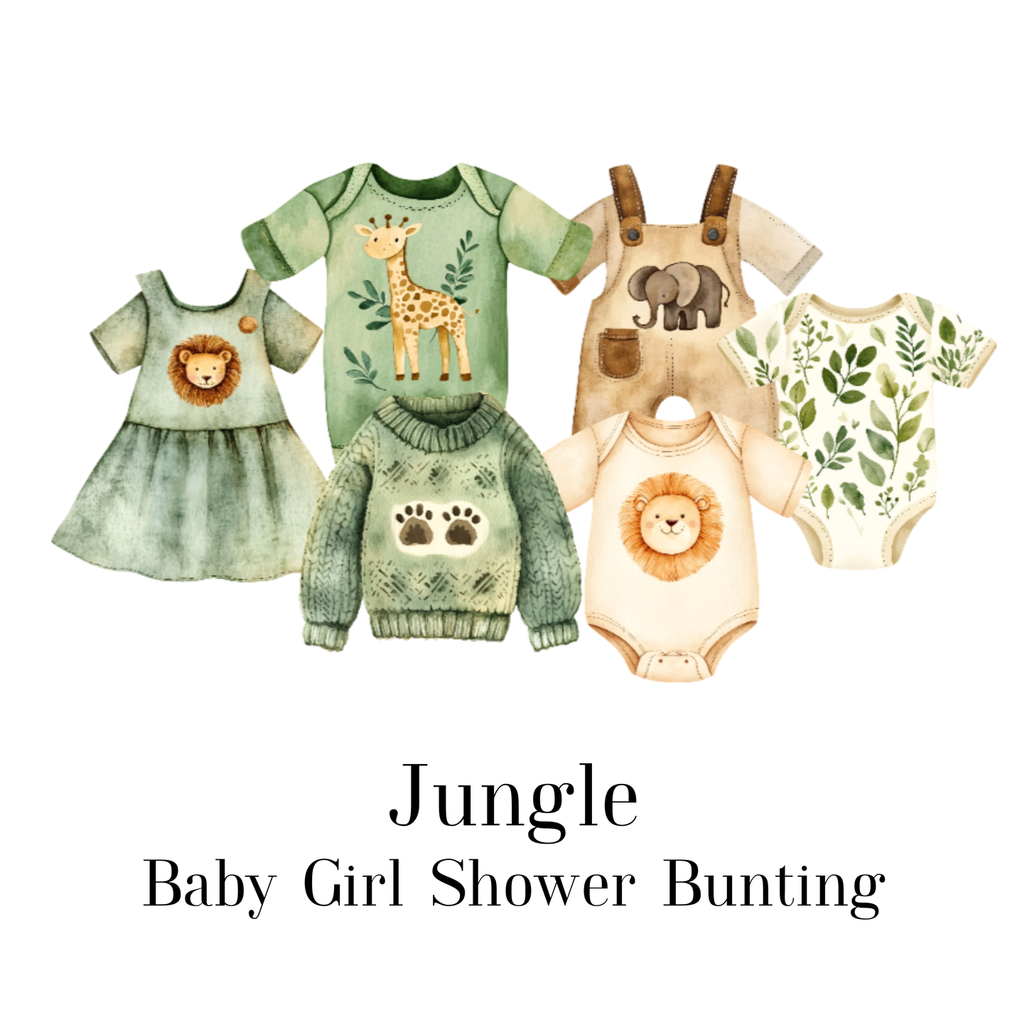 Safari Jungle Baby Shower Bunting | Zebra & Giraffe Clothesline Garland with Wooden Pegs