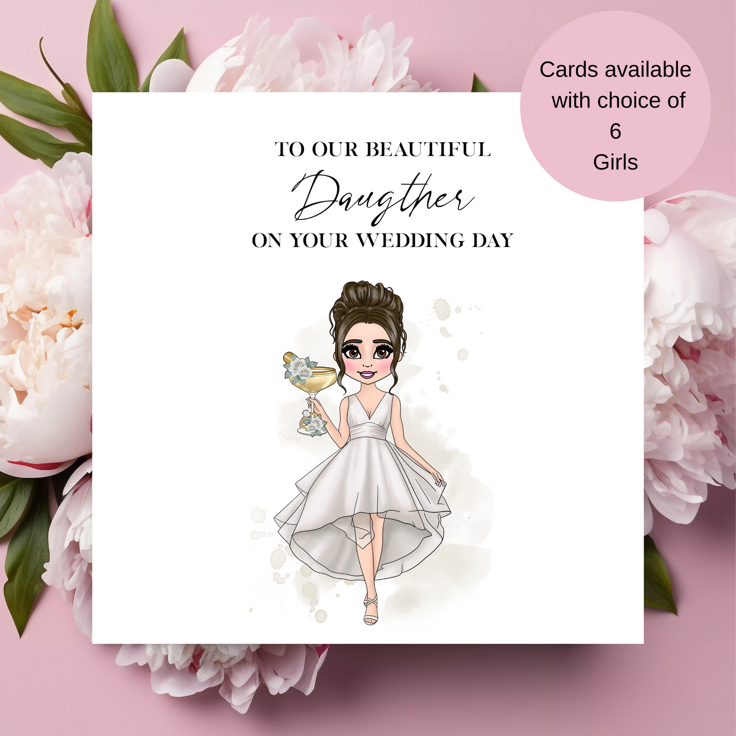 Daughter Wedding Day Card – Choose Bride Illustration