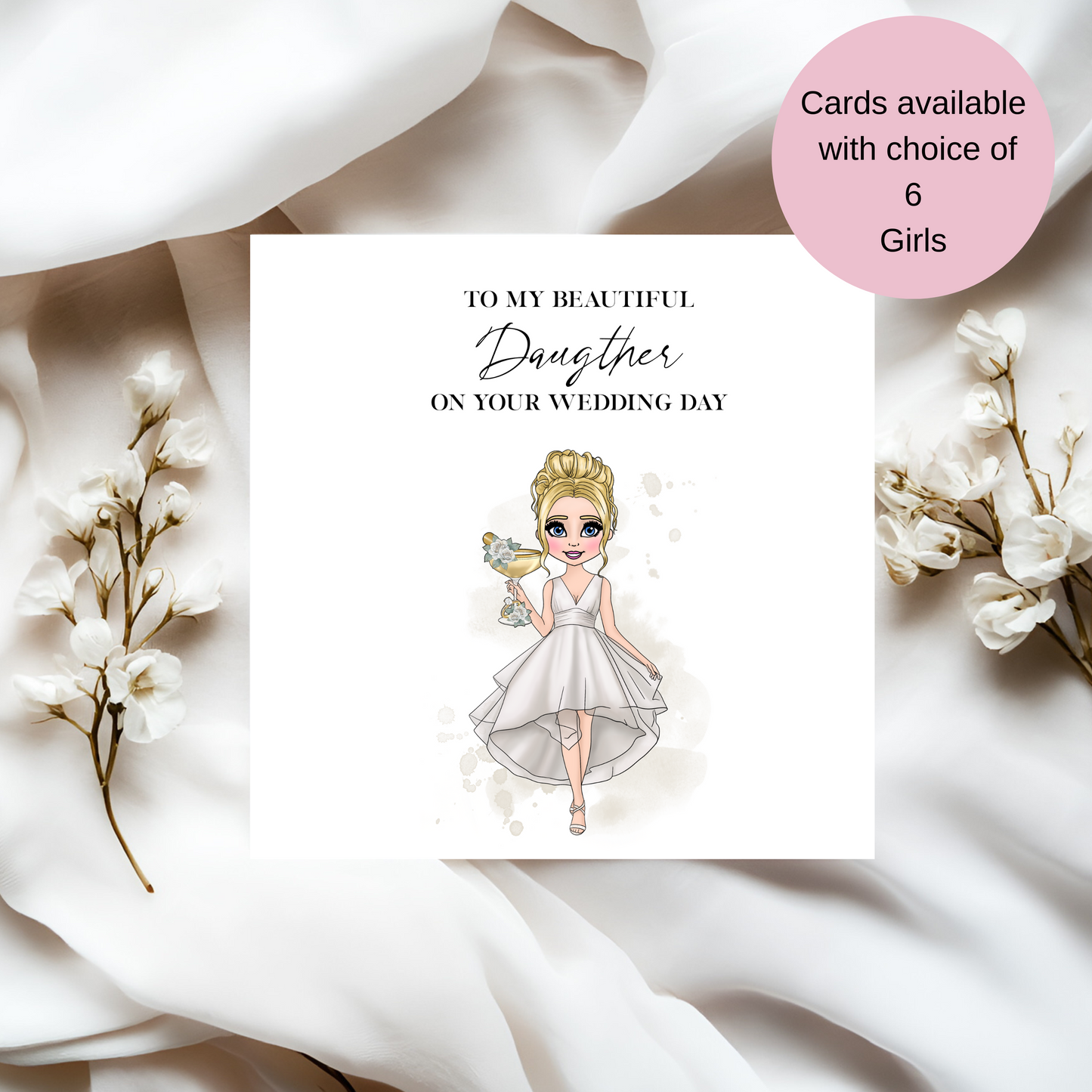 Daughter Wedding Day Card – Choose Bride Illustration