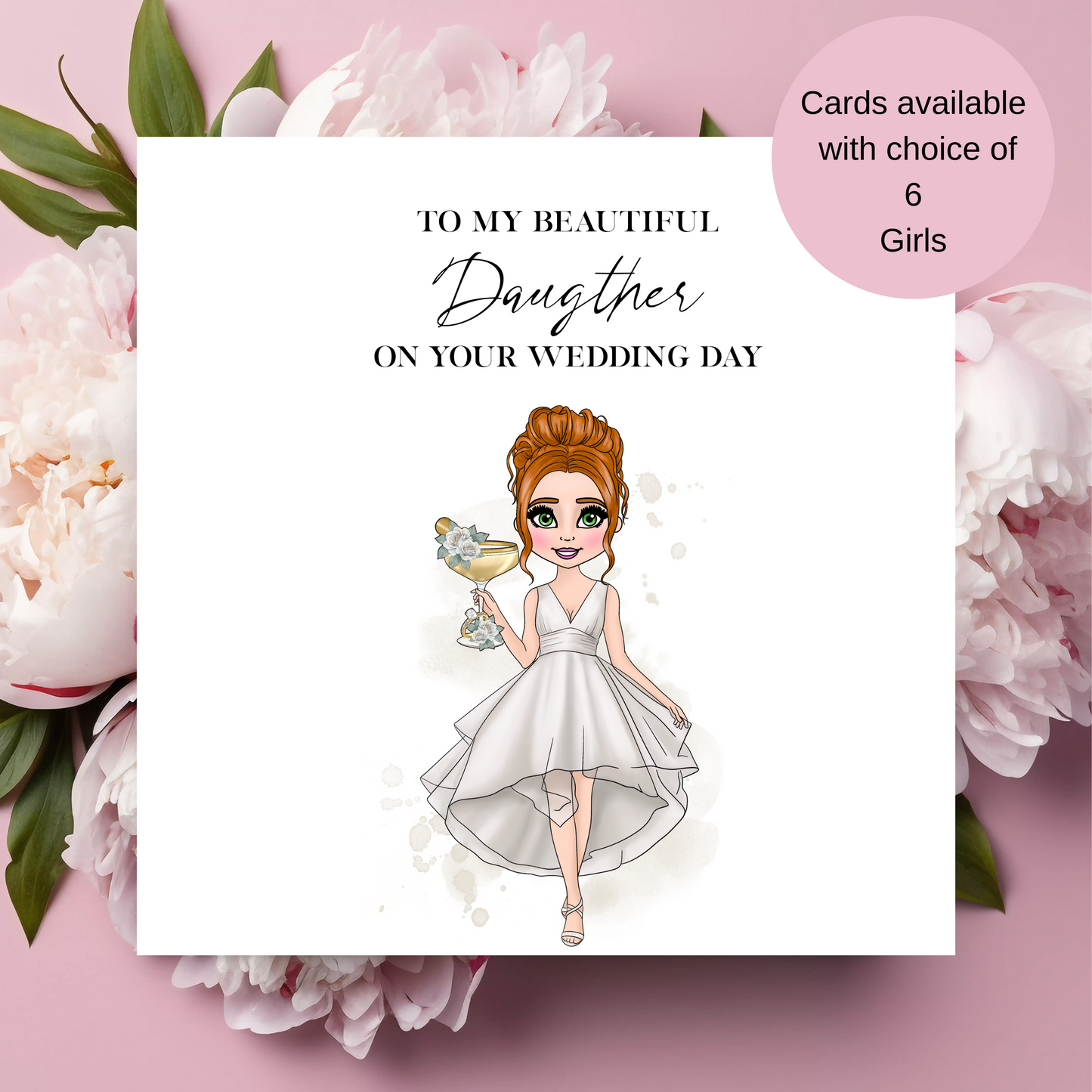 Daughter Wedding Day Card – Choose Bride Illustration