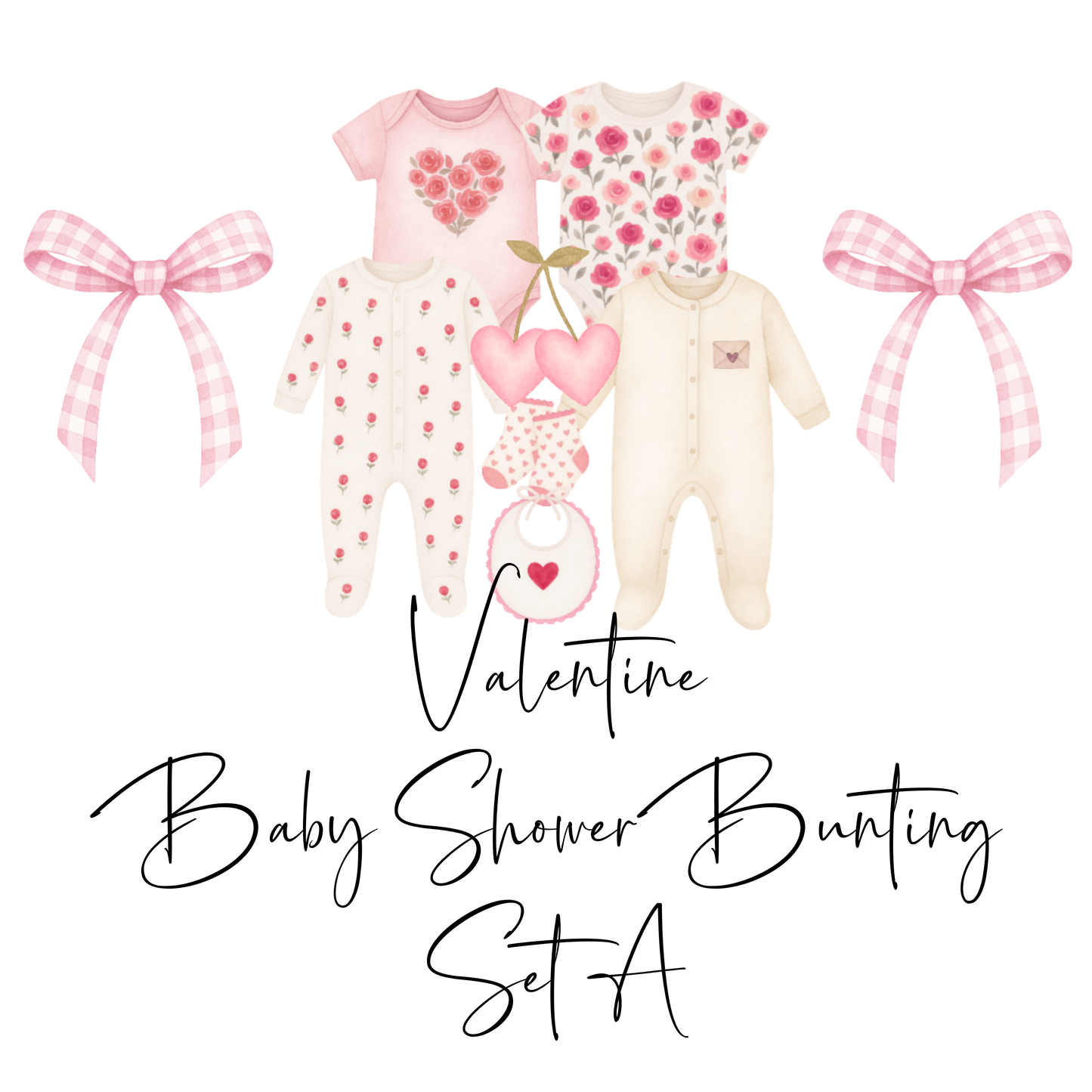 Love Bug Valentine Baby Shower Bunting – Clothesline Garland with Mini Wooden Pegs