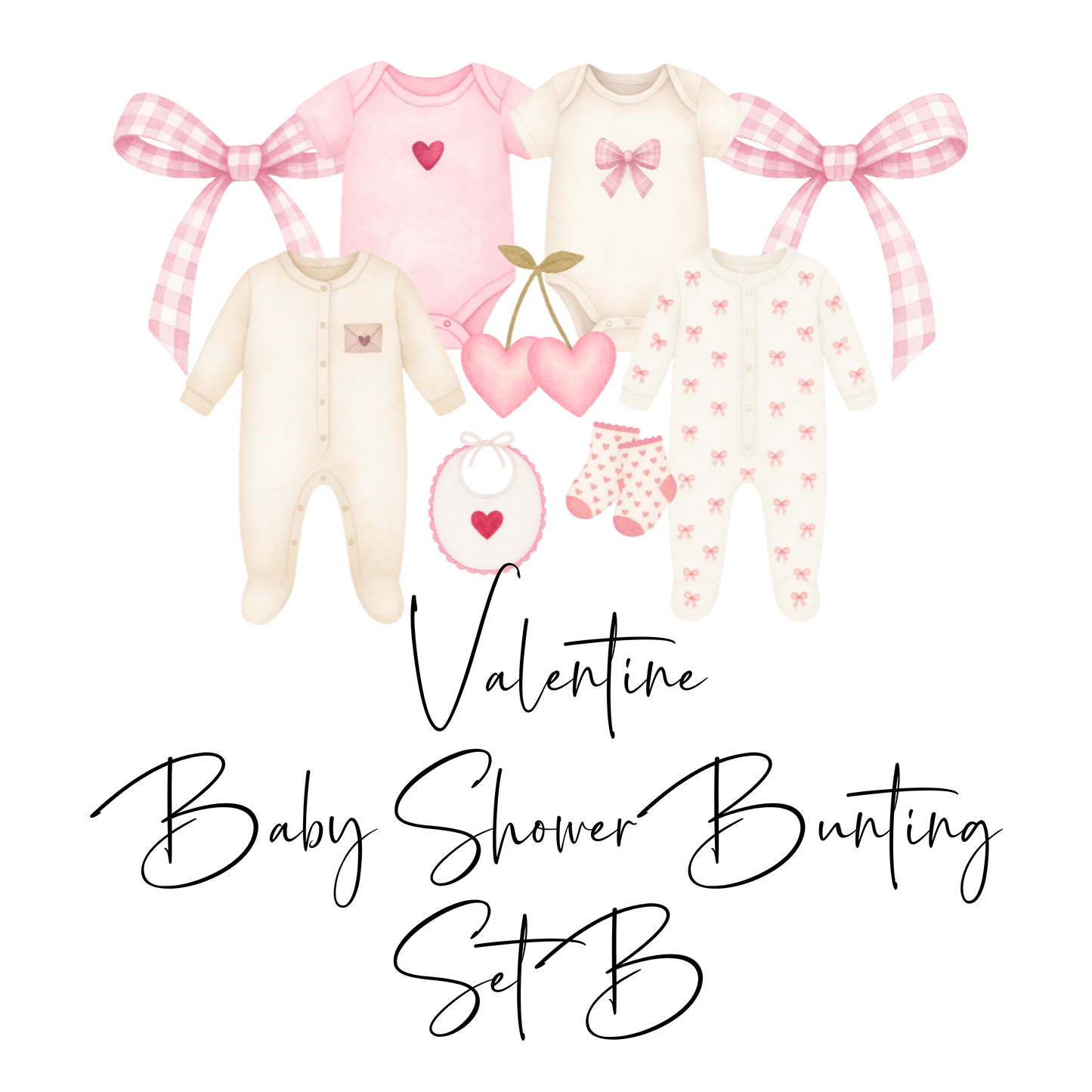 Love Bug Valentine Baby Shower Bunting – Clothesline Garland with Mini Wooden Pegs