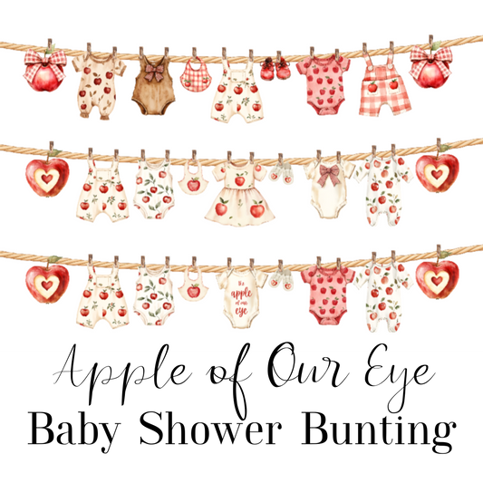 Apple of Our Eye Baby Shower Bunting – Baby Clothesline Garland Decoration