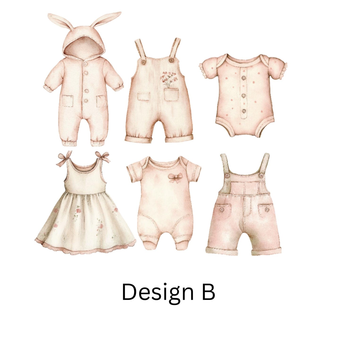 Blush Baby Shower Bunting – Card Baby Clothes on Washing Line Garland