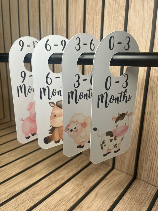 Farm Yard Animal Baby Clothes Age Dividers – Nursery Wardrobe Organisers