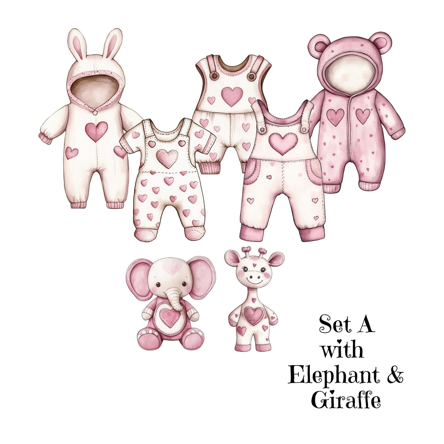 Pink Heart Baby Shower Bunting – Baby Clothes Garland with Wooden Pegs