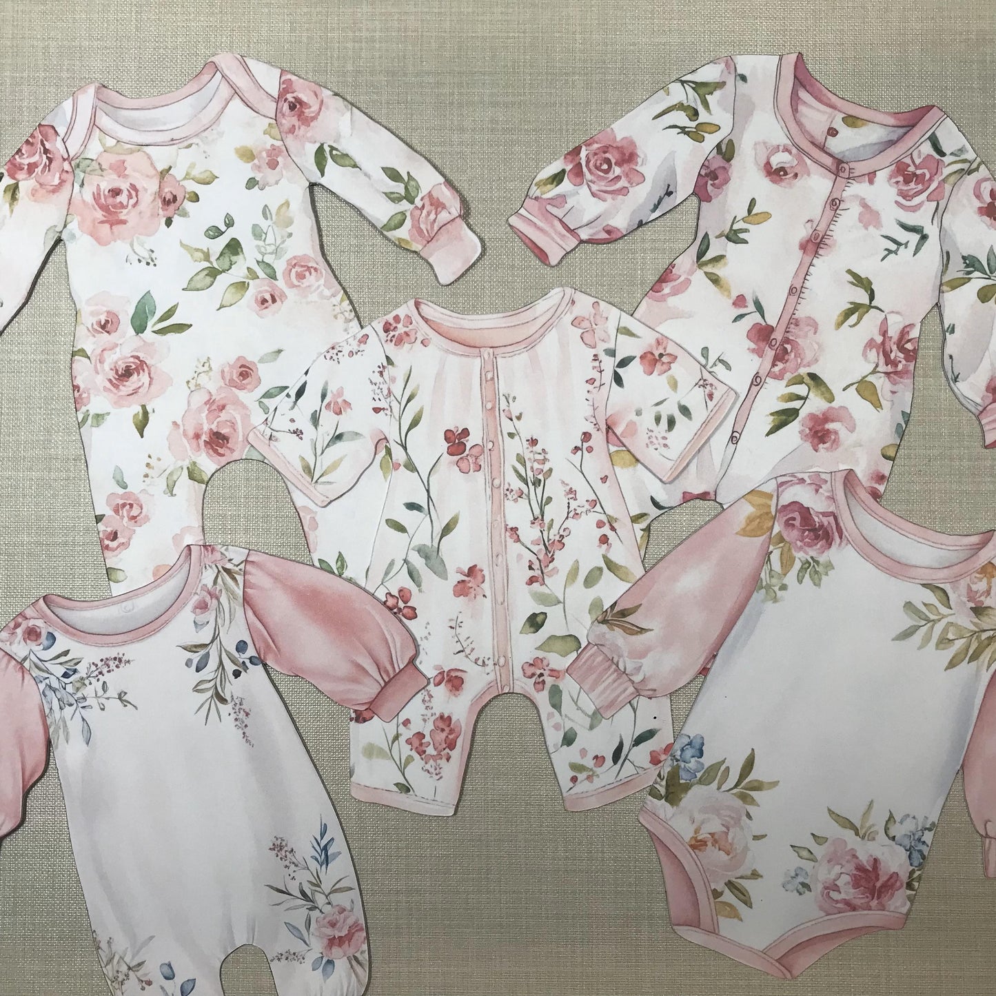 Pink Toile Baby Shower Bunting – Washing Line Style Baby Clothes Garland