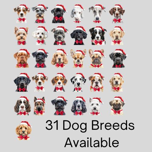 Dog Christmas Card – 51 Breeds, Blank Inside, 6" Square Greeting