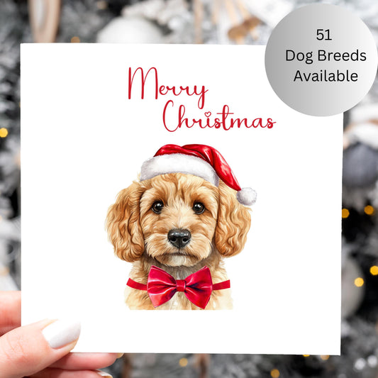 Dog Christmas Card – 51 Breeds, Blank Inside, 6" Square Greeting