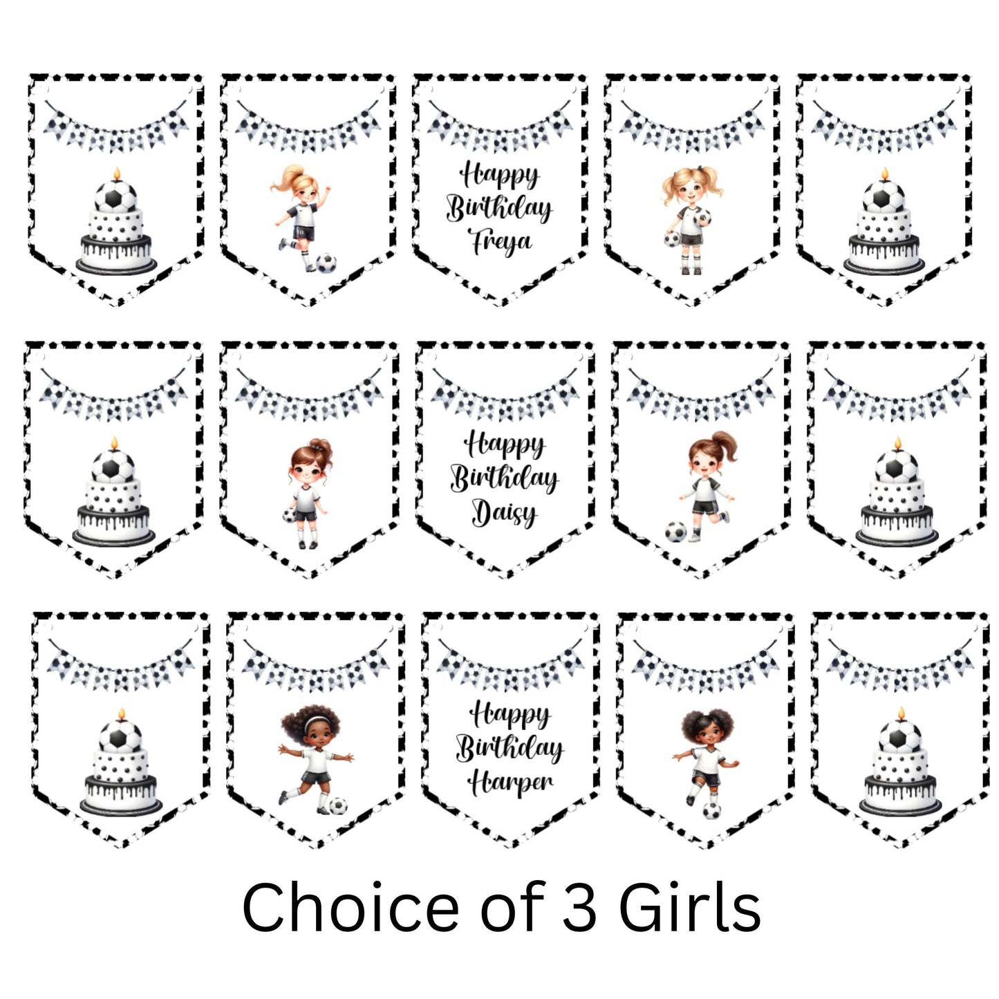 Football Themed Personalised Birthday Garland – Name & Player Party Bunting