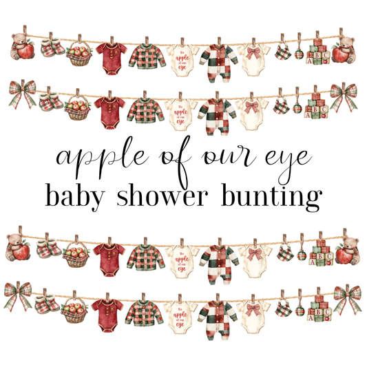 Apple of Our Eye Baby Shower Bunting – Baby Clothes & Accessories Garland Decoration
