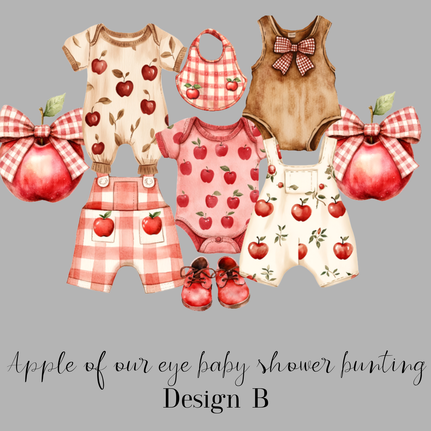 Apple of Our Eye Baby Shower Bunting – Baby Clothesline Garland Decoration